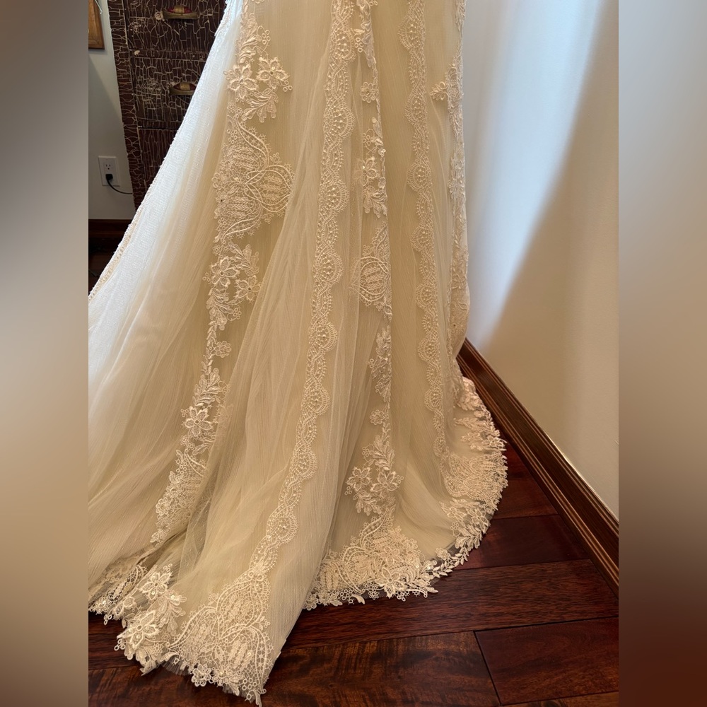 Pronovias Barcelona Huella Vintage Inspired Lace Wedding Gown - Picture 11 of 15
